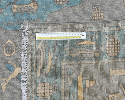 3x5 Gray Kuba Afghan Hand Knotted Wool Area Rug